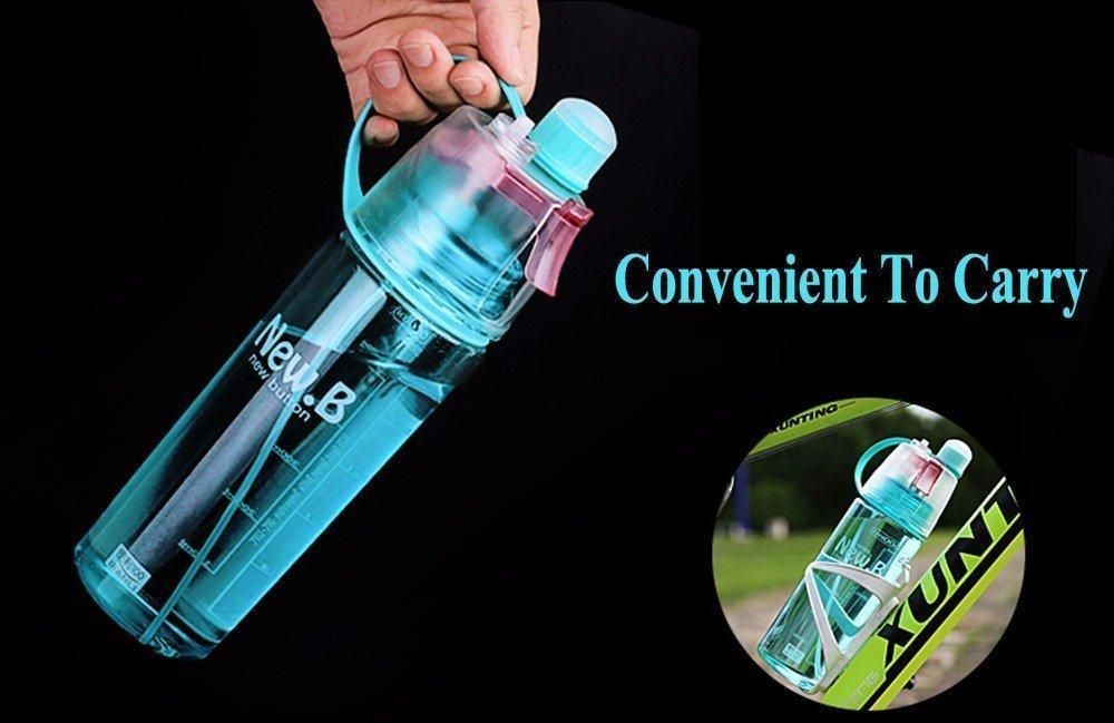 Spray Mist Water Bottle with Straw – 600ml Plastic Sports Bottle for Gym & Outdoor